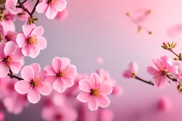 Naklejka na ściany i meble Abstract Spring border background with pink blossom