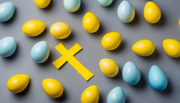  Colorful Easter eggs with a cross, symbolizing the holiday's religious significance