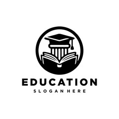 Obraz premium Student with book logo vector. Education logo template design concept.University and academy vector icons