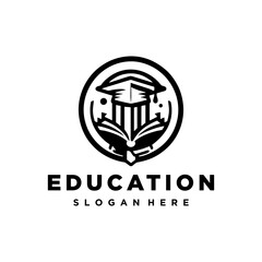 Student with book logo vector. Education logo template design concept.University and academy vector icons