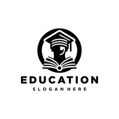 Student with book logo vector. Education logo template design concept.University and academy vector icons