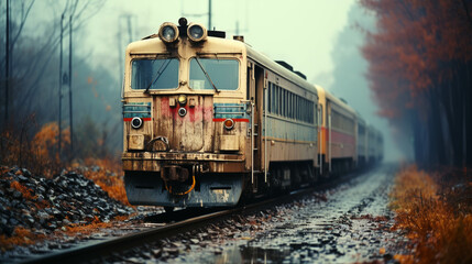 Obraz premium train in the railway High definition(HD) photography creative wallpaper