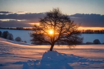 Fototapeta na wymiar sunset in winter