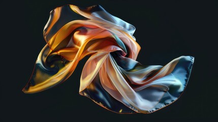 Silk scarf isolated on black background.