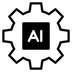 Artificial Intelligence and automated system, gear with AI logo icon