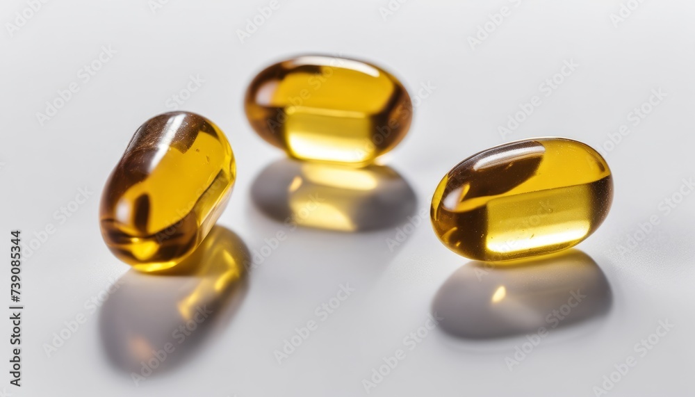 Poster  Golden capsules, perfect for health and wellness content