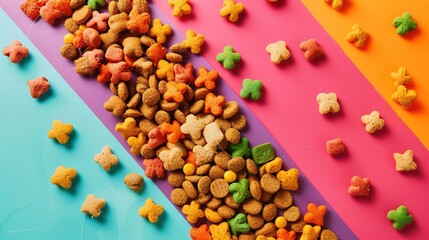 Dry pet food (cat) colorful background