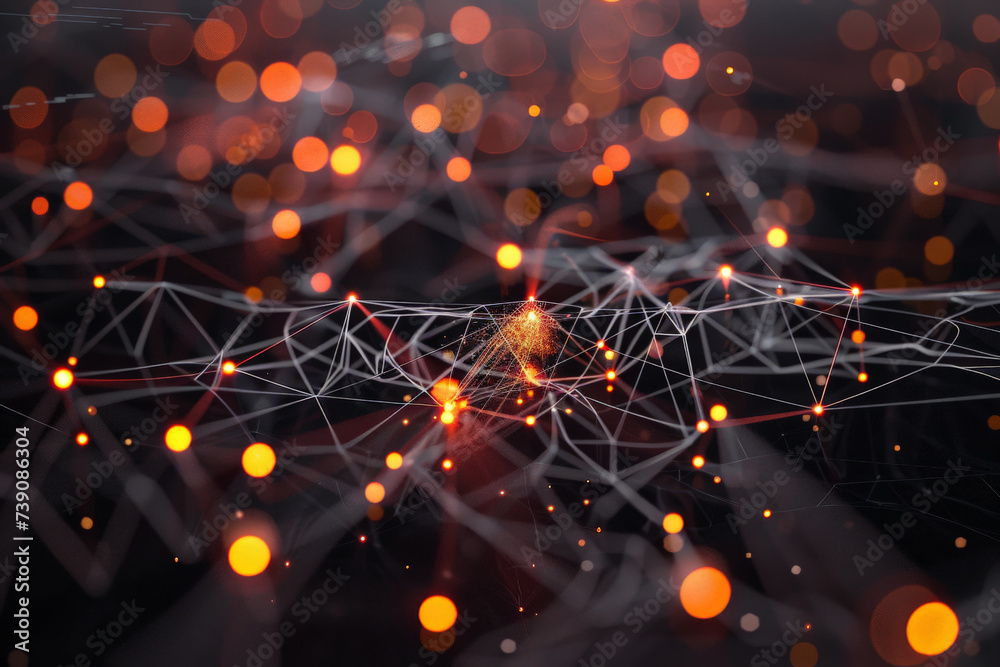 Poster a computer generated image of a network of lines and dots
