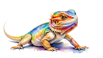 Obraz premium colorful watercolor bearded dragon