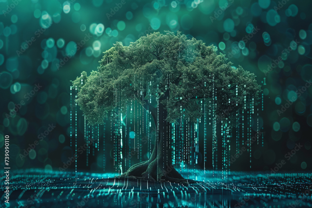 Poster a computer generated image of a tree with numbers coming out of it