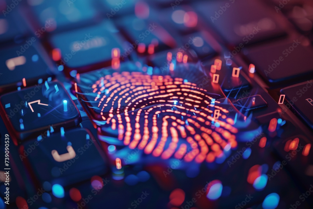Poster a computer keyboard with a fingerprint on it