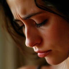 Beautiful woman crying out of anguish