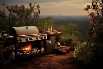 South African braai with savanna views and indigenous plants.