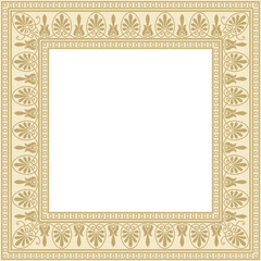 Vector golden square classic greek ornament. European ornament. Border, frame Ancient Greece, Roman Empire..