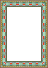 Vector colored square Egyptian ornament. Endless Rectangle, Ring of Ancient Egypt. Geometric African frame..