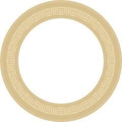 Vector golden round Egyptian ornament. Endless Circle, Ring of Ancient Egypt. Geometric African frame..