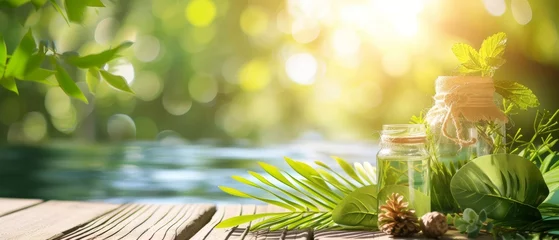 Crédence de cuisine en verre imprimé Spa Herbal Wellness and Spa Concept in Nature