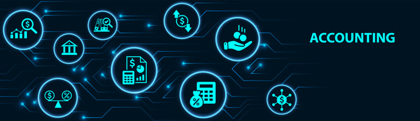 Accounting icon set. Containing financial statement, accountant, financial audit, invoice, tax calculator, business firm, tax return, income and balance sheet icons. Solid icon collection.
