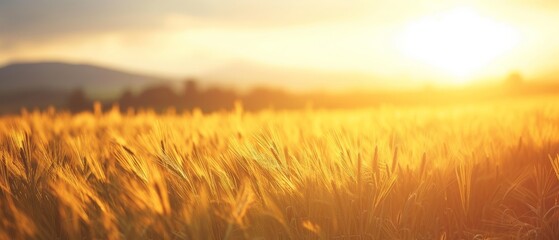 Fototapeta premium Golden Wheat Field at Sunset