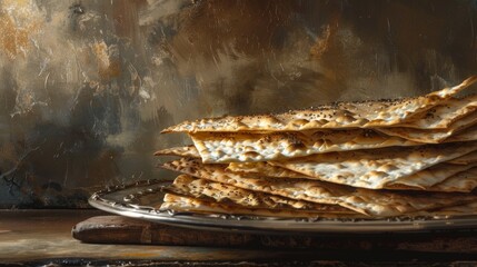 Delicious, crispy and appetizing matzo. Religious food of Judaism.