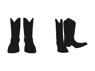 Silhouette of Cowboy boots icon. silhouettes icon can be used for web and mobile, apps. Black vector silhouette isolated on white background.