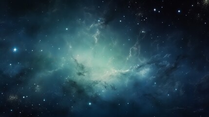 Naklejka premium A view from space to a galaxy and stars. Universe filled with stars, nebula and galaxy,. Panoramic shot, wide format.