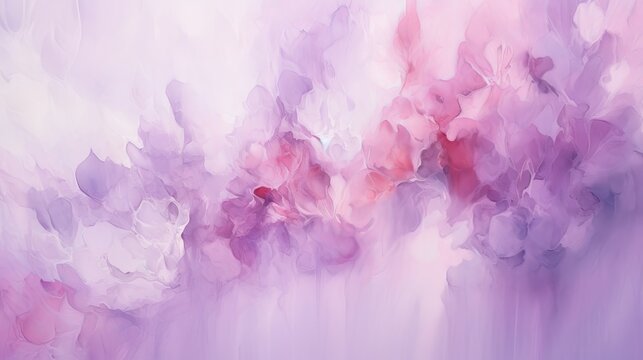 Abstract art background purple and lilac colors. Watercolor painting on canvas with soft violet gradient. Fragment of red artwork on paper with flower pattern. Texture backdrop, macro