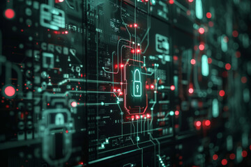 A circuit board with a padlock on it