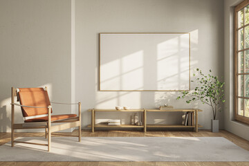 Modern mock up interior design of cozy living room, 3d rendering
