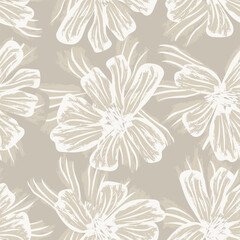 Neutral Colour Abstract Floral Seamless Pattern Design