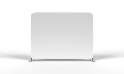 Exhibition Wall Banner Cloth Straight Display Stand white isolated on a transparent background. 3D illustration for mockups.