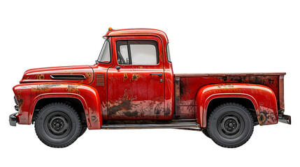 old red truck on a transparent background - obrazy, fototapety, plakaty