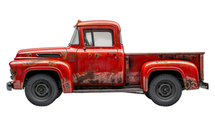 old red truck on a transparent background