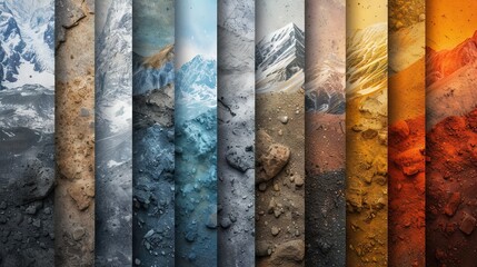 Fototapeta premium Landscape range with different colors of snow and mountains