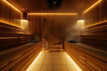 Wellness Area: Calm Sauna and Steam Room in a Spa.