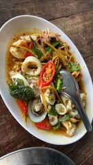 Thai menu Stir-fried seafood