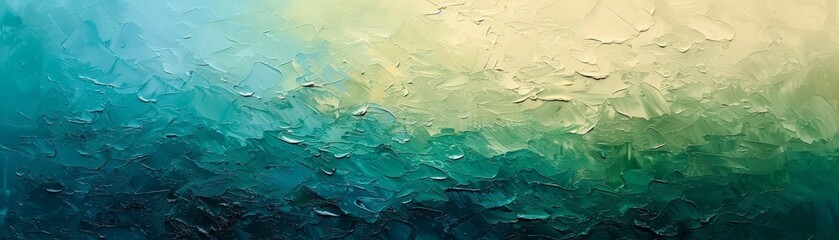 abstract expressionist painting texture background, bold strokes, gradient from emerald green to ocean blue