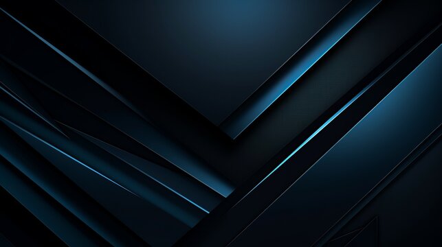 Modern black blue abstract background. Minimal. Color gradient. Dark. Web banner. Geometric shape. 3d effect. Lines stripes triangles. Design. Futuristic. Cut paper or metal effect. Luxury. Premium