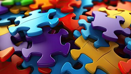 World Autism Awareness day, mental health care concept with colorful puzzle or jigsaw background