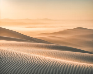 Fototapeta na wymiar Sunrise view over the Arabian desert. Poster or greeting card concept