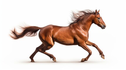 Red horse run gallop isolated on white background
