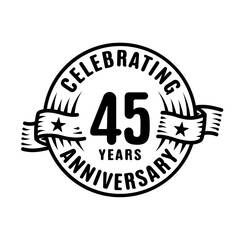 45 years logo design template. 45th anniversary vector and illustration.