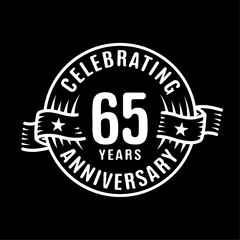 65 years logo design template. 65thth anniversary vector and illustration.