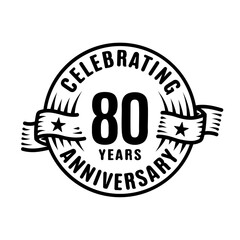 80 years logo design template. 80th anniversary vector and illustration.