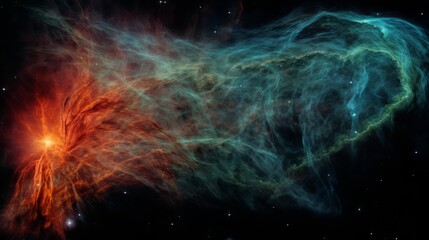 The Veil Nebula or The Witch's Broom Nebula is a cloud of heated and ionized gas and dust in the constellation Cygnus. Retouched colored image.