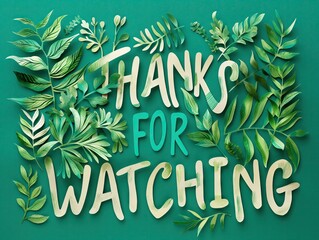"THANKS FOR WATCHING" on green background, Generative AI