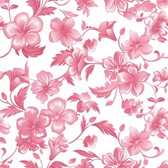 Fototapeta premium Pink Blossom Flowers Seamless Pattern, Pink Floral Repeated Pattern
