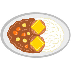 curry rice with hamburg cheese