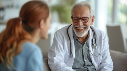 Fototapeta premium Senior doctor talking to patient, diagnose.