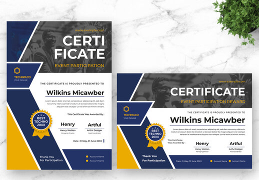 Yellow and Blue Event Participation Certificate